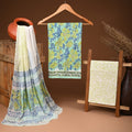 Handcrafted authentic jaipuri cotton suit with chiffon dupatta