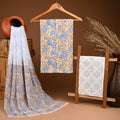 Handcrafted authentic jaipuri cotton suit with chiffon dupatta