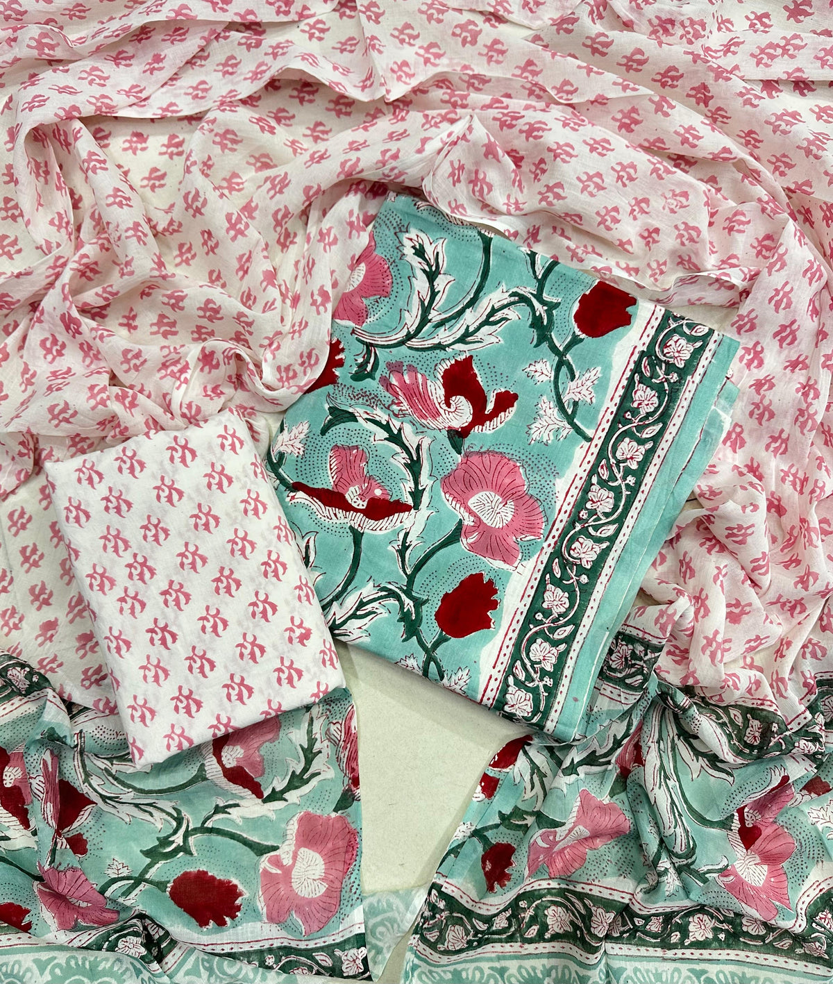 Exclusive Sanganeri Cotton Suit With Cotton Dupatta