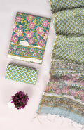 Exclusive Hand block printed cotton suit with kota doriya dupatta