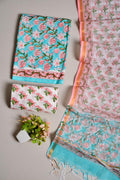 Elegant cotton suit with kota doriya dupatta