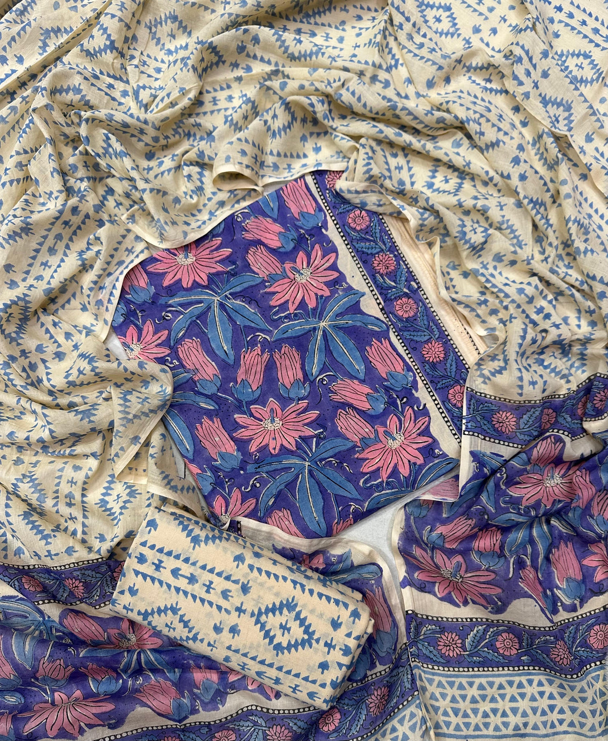 Exclusive Sanganeri Cotton Suit With Cotton Dupatta