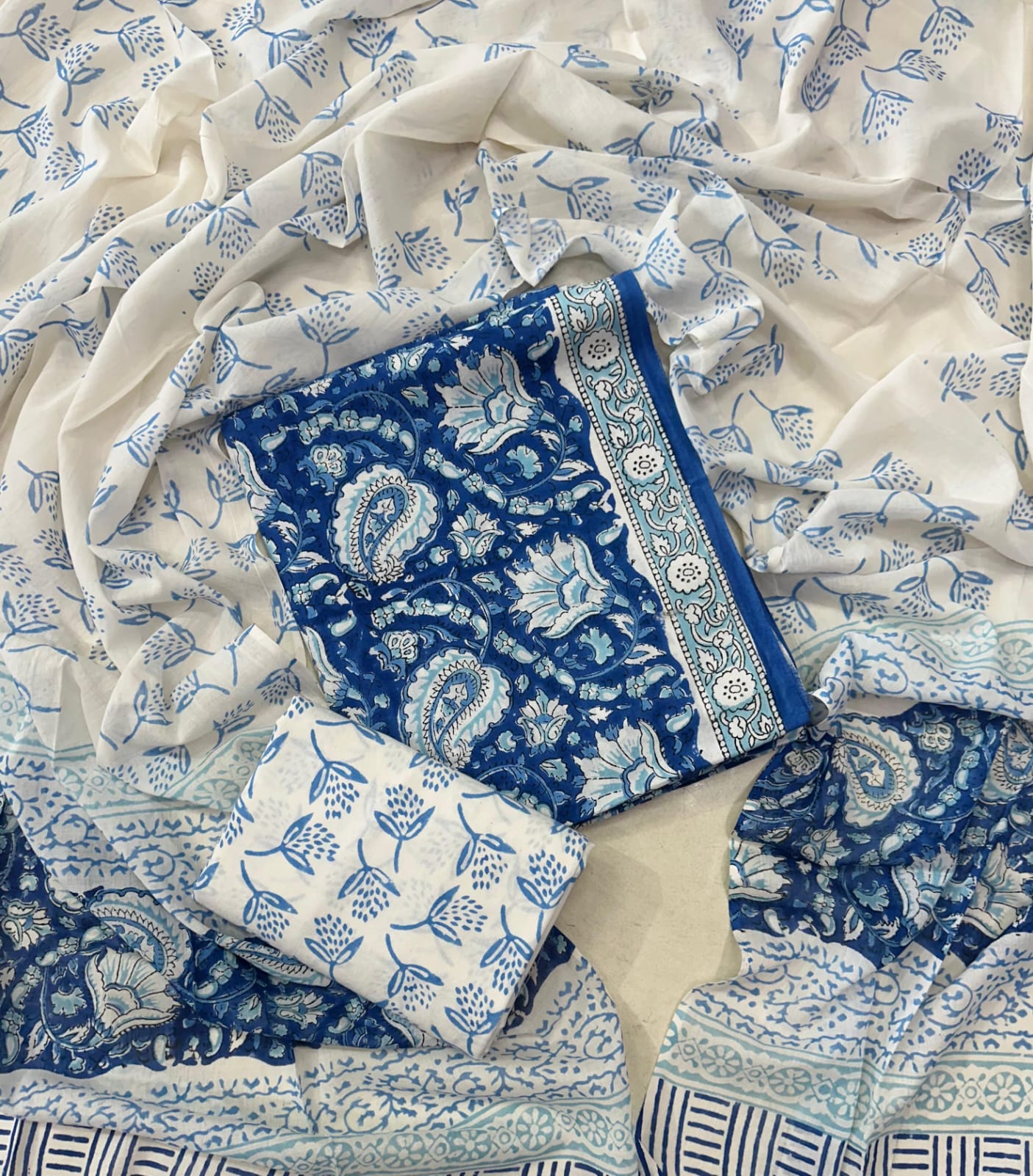 Exclusive Sanganeri Cotton Suit With Cotton Dupatta