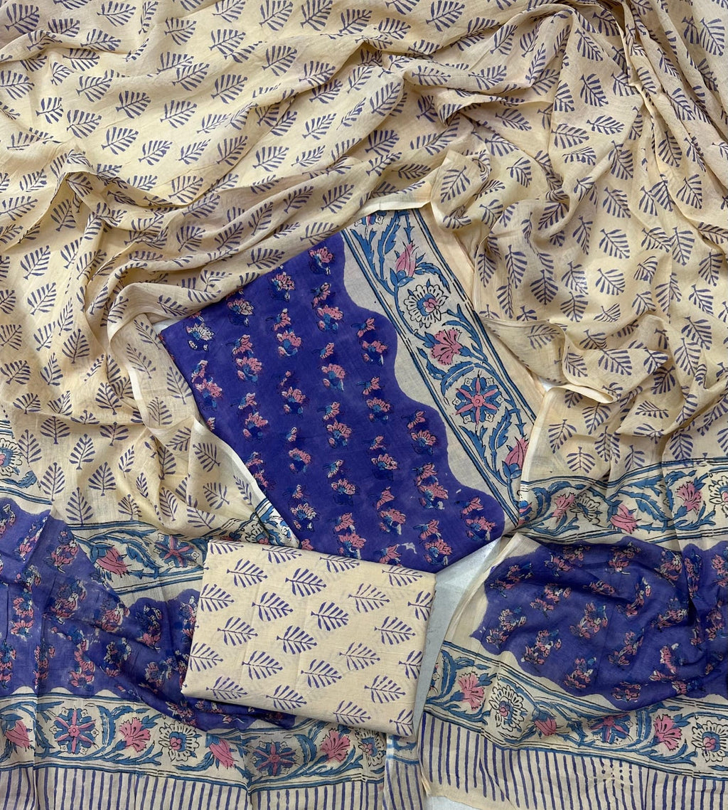 Exclusive Sanganeri Cotton Suit With Cotton Dupatta