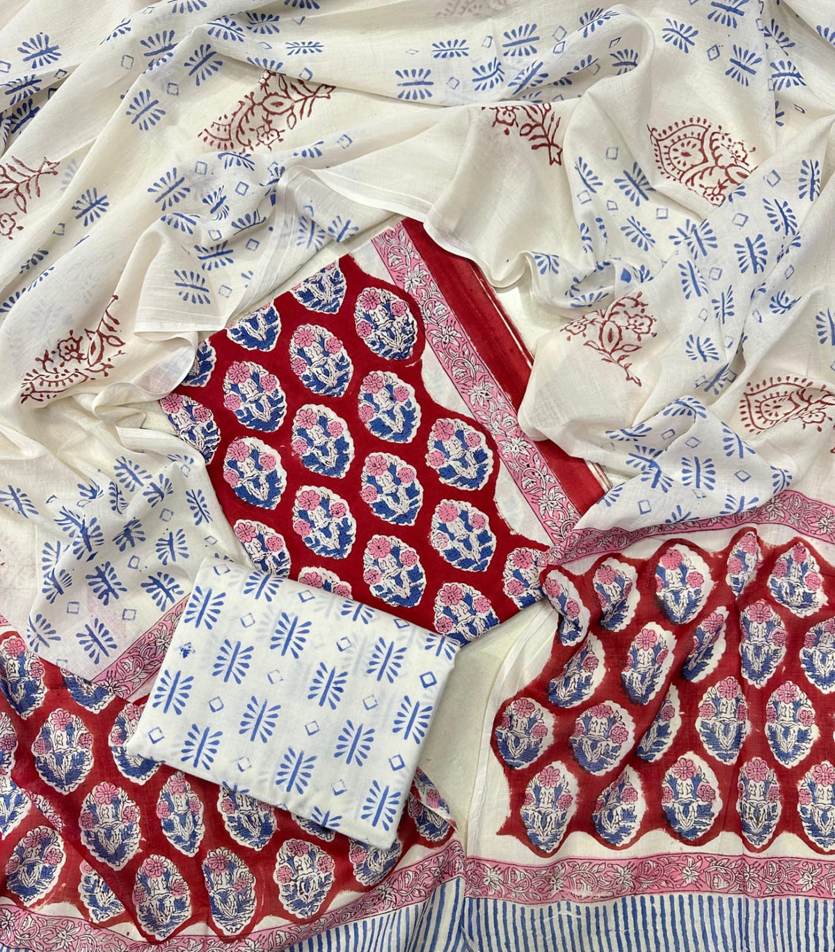 Exclusive Sanganeri Cotton Suit With Cotton Dupatta