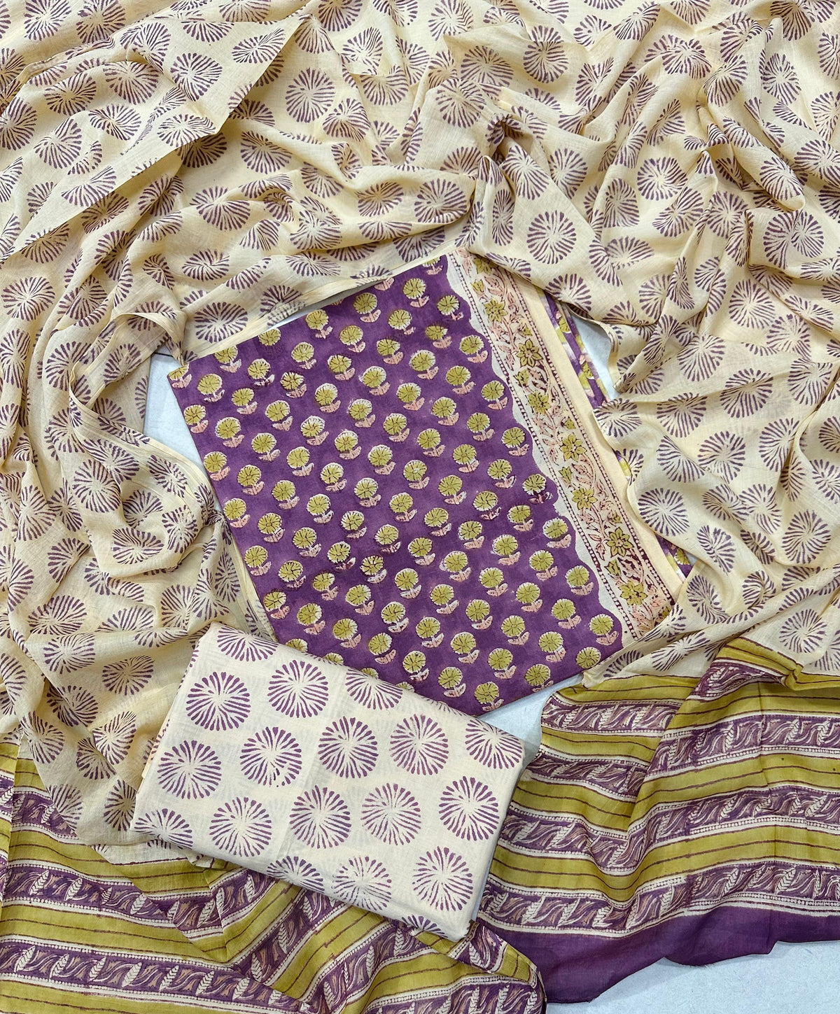 Exclusive Sanganeri Cotton Suit With Cotton Dupatta