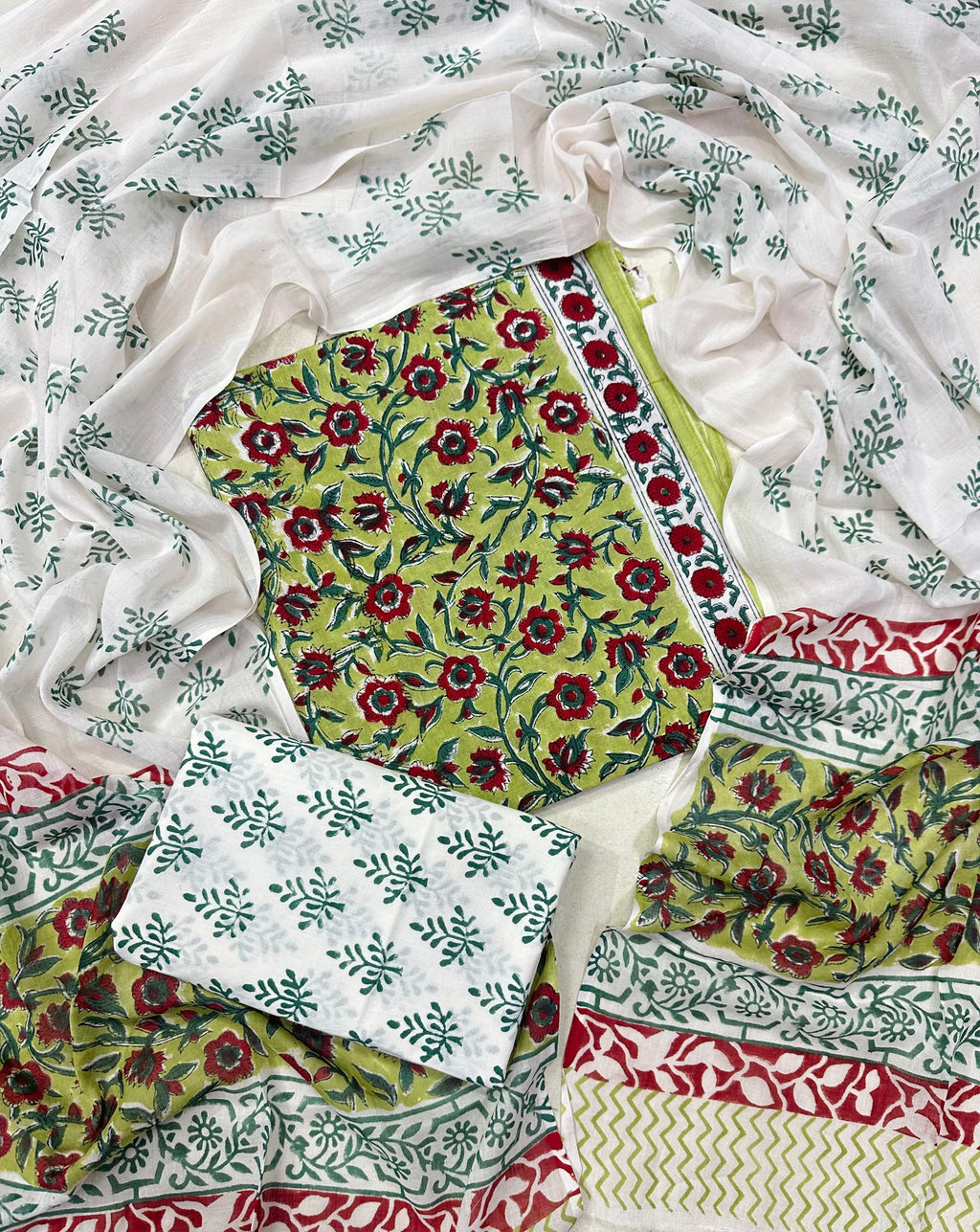 Exclusive Sanganeri Cotton Suit With Cotton Dupatta