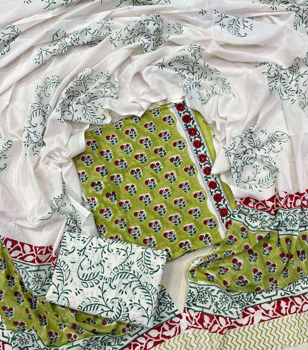 Exclusive Sanganeri Cotton Suit With Cotton Dupatta