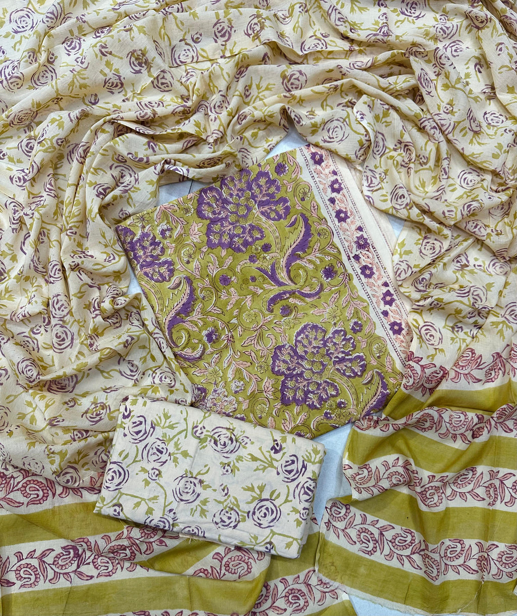Exclusive Sanganeri Cotton Suit With Cotton Dupatta