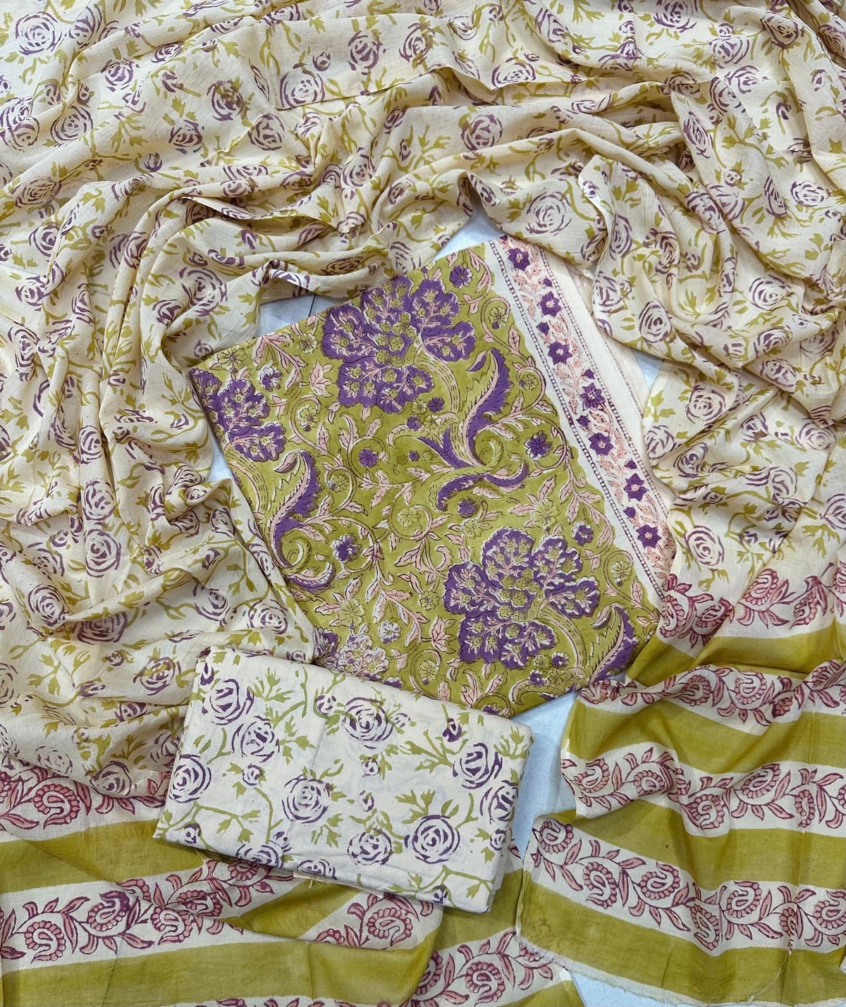 Exclusive Sanganeri Cotton Suit With Cotton Dupatta