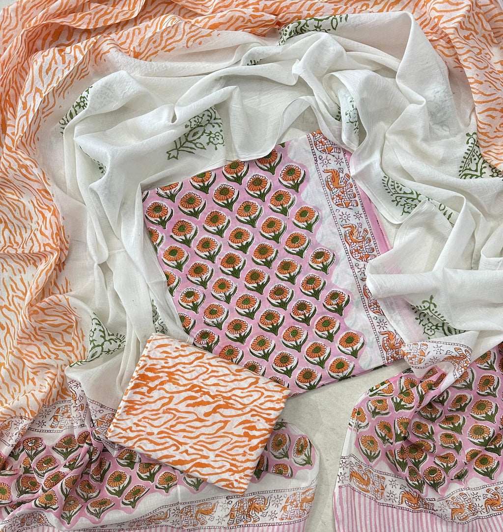 Exclusive Sanganeri Cotton Suit With Cotton Dupatta