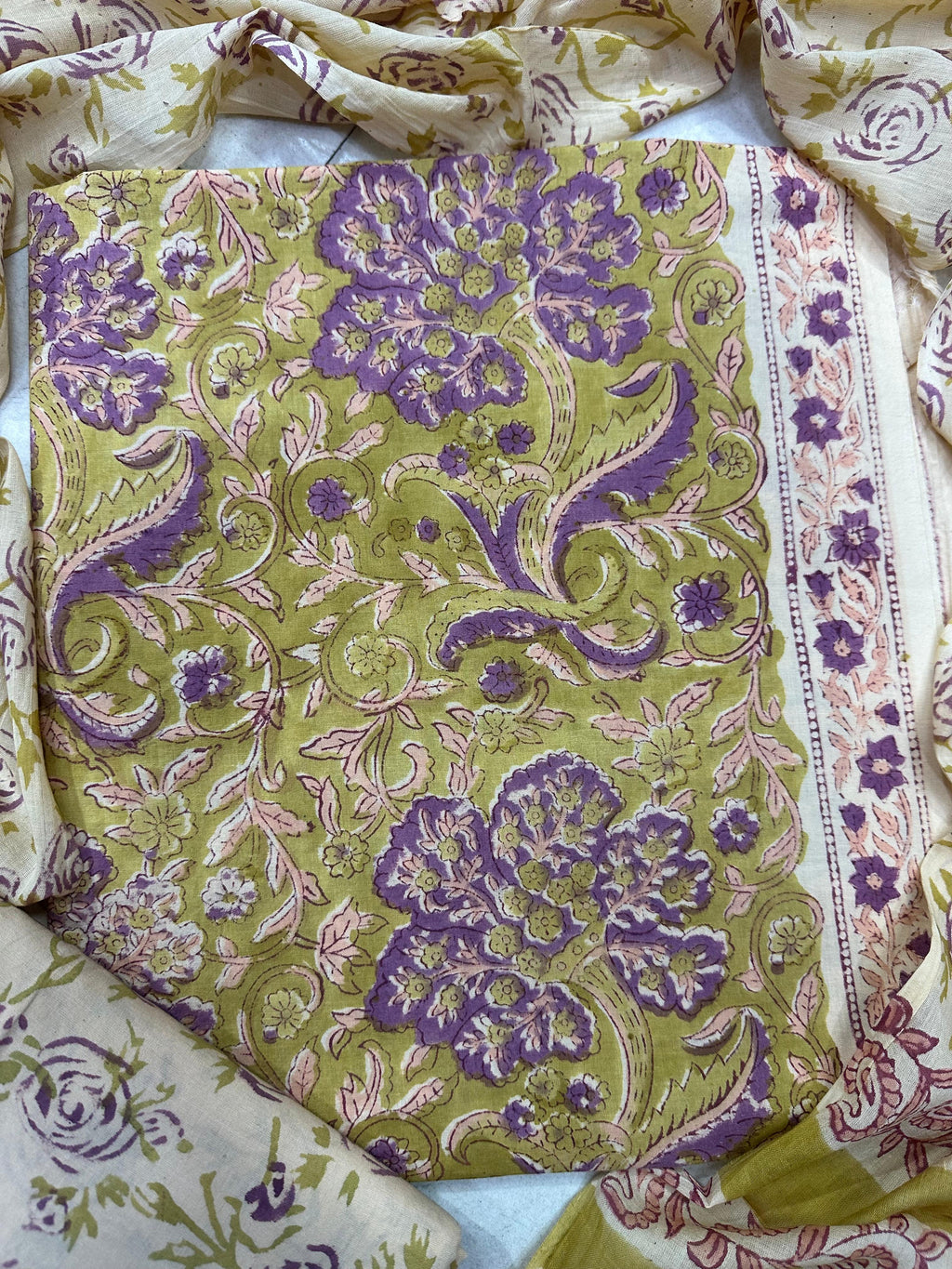 Exclusive Sanganeri Cotton Suit With Cotton Dupatta